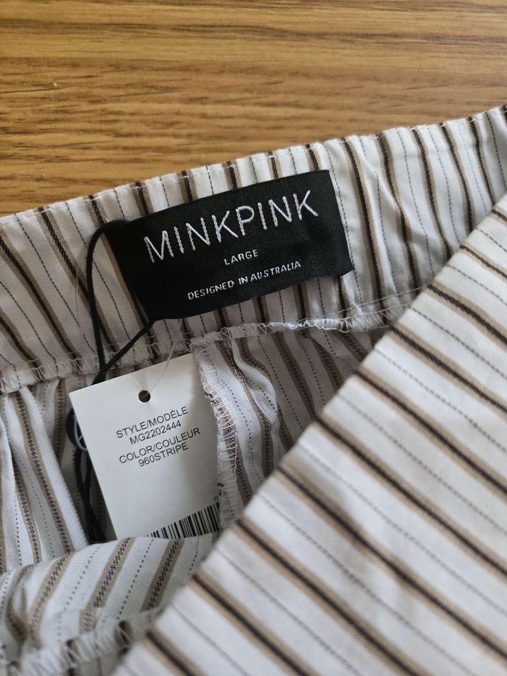 MINKPINK White Striped Skirt with Brown & Black Lines